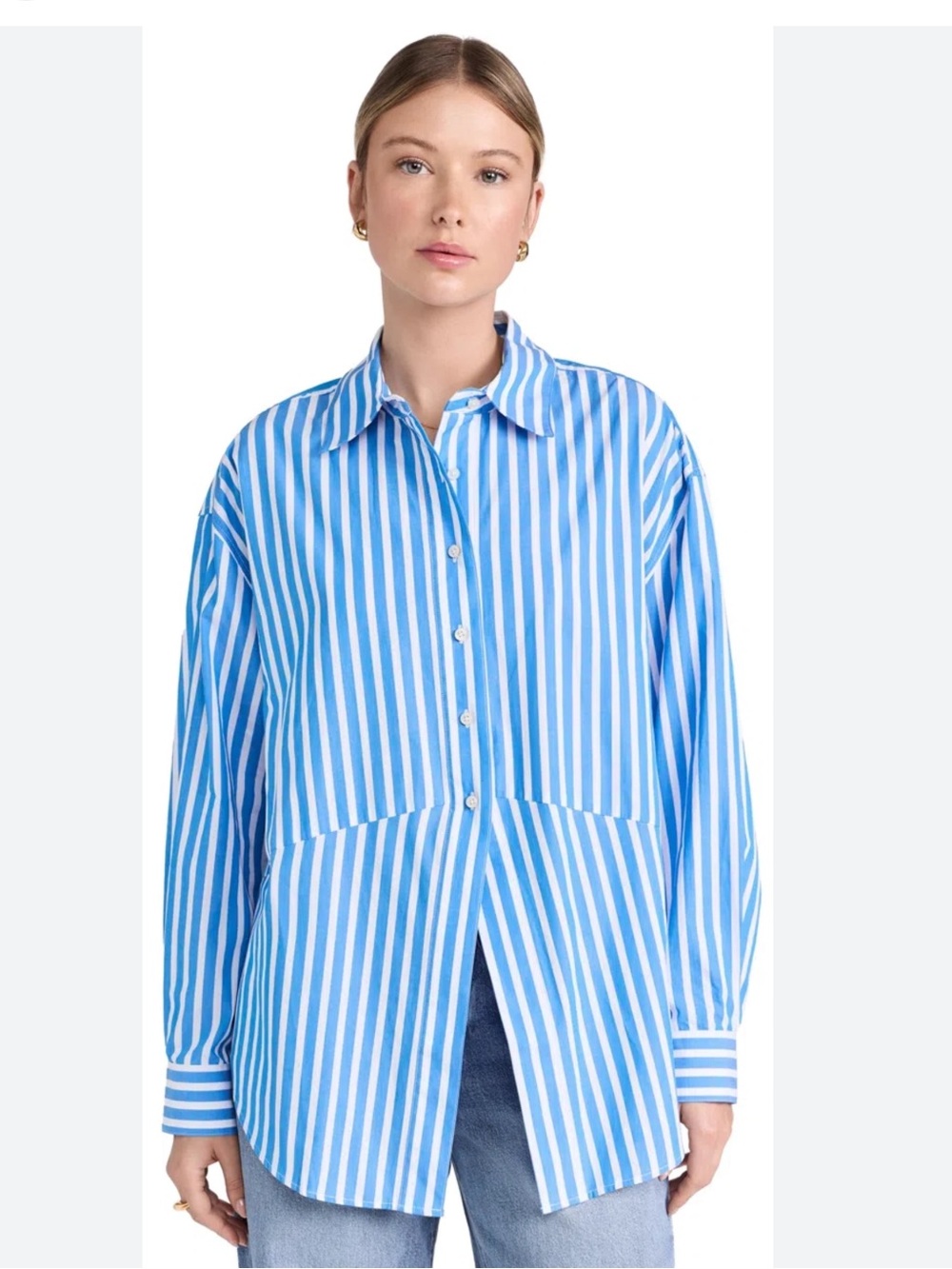 NWT Favorite Daughter Blue and White Striped Button-Up